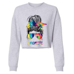 Wo Autism Awareness Mom Life Autism Mom Mama Tie Dye Funny Gift Cropped Pullover Crew