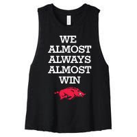 We Almost Always Almost Win Arkansas Women's Racerback Cropped Tank