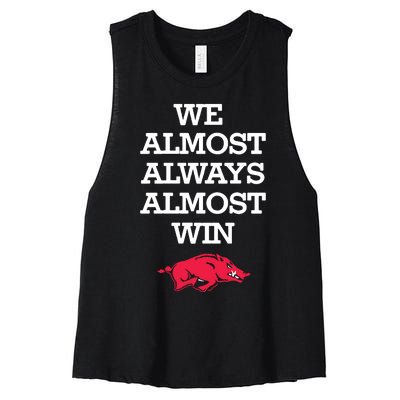 We Almost Always Almost Win Arkansas Women's Racerback Cropped Tank