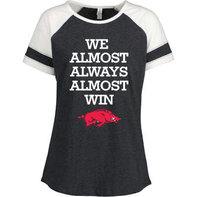 We Almost Always Almost Win Arkansas Enza Ladies Jersey Colorblock Tee