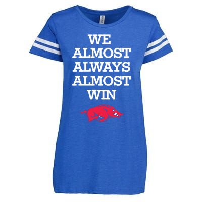 We Almost Always Almost Win Arkansas Enza Ladies Jersey Football T-Shirt