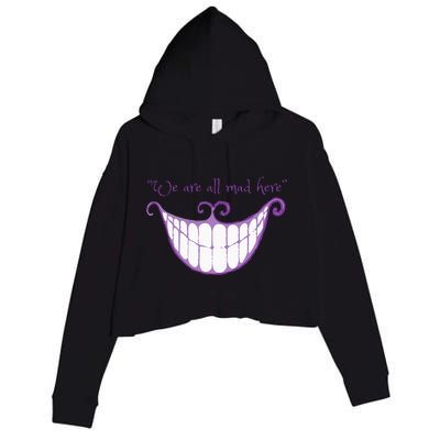 We Are All Mad Here Alice Cat Smile Halloween Costume Crop Fleece Hoodie