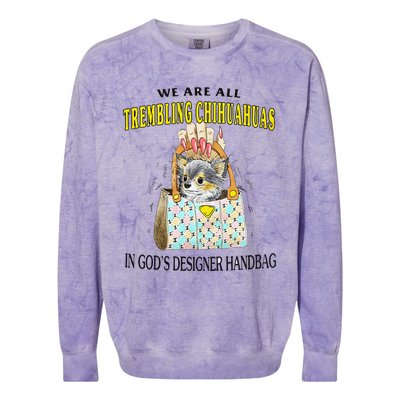 We Are All Trembling Chihuahua In GodS Handbag Colorblast Crewneck Sweatshirt