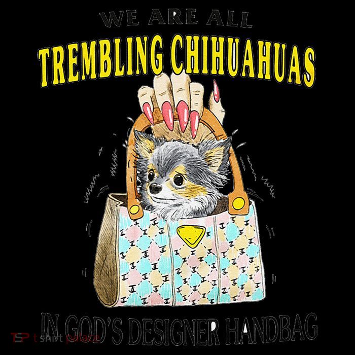We Are All Trembling Chihuahua In GodS Handbag Pom Pom 12in Knit Beanie