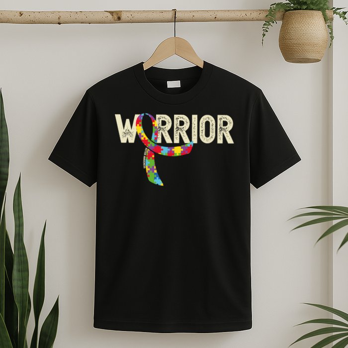 Warrior Autism Awareness Puzzle Ribbon Gift T-Shirt