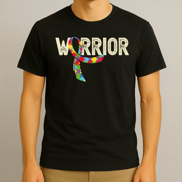 Warrior Autism Awareness Puzzle Ribbon Gift T-Shirt