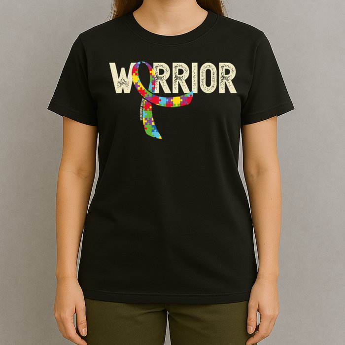 Warrior Autism Awareness Puzzle Ribbon Gift T-Shirt