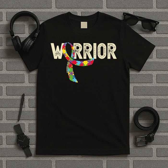 Warrior Autism Awareness Puzzle Ribbon Gift T-Shirt