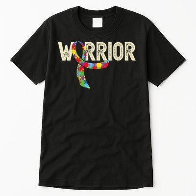 Warrior Autism Awareness Puzzle Ribbon Gift Tall T-Shirt