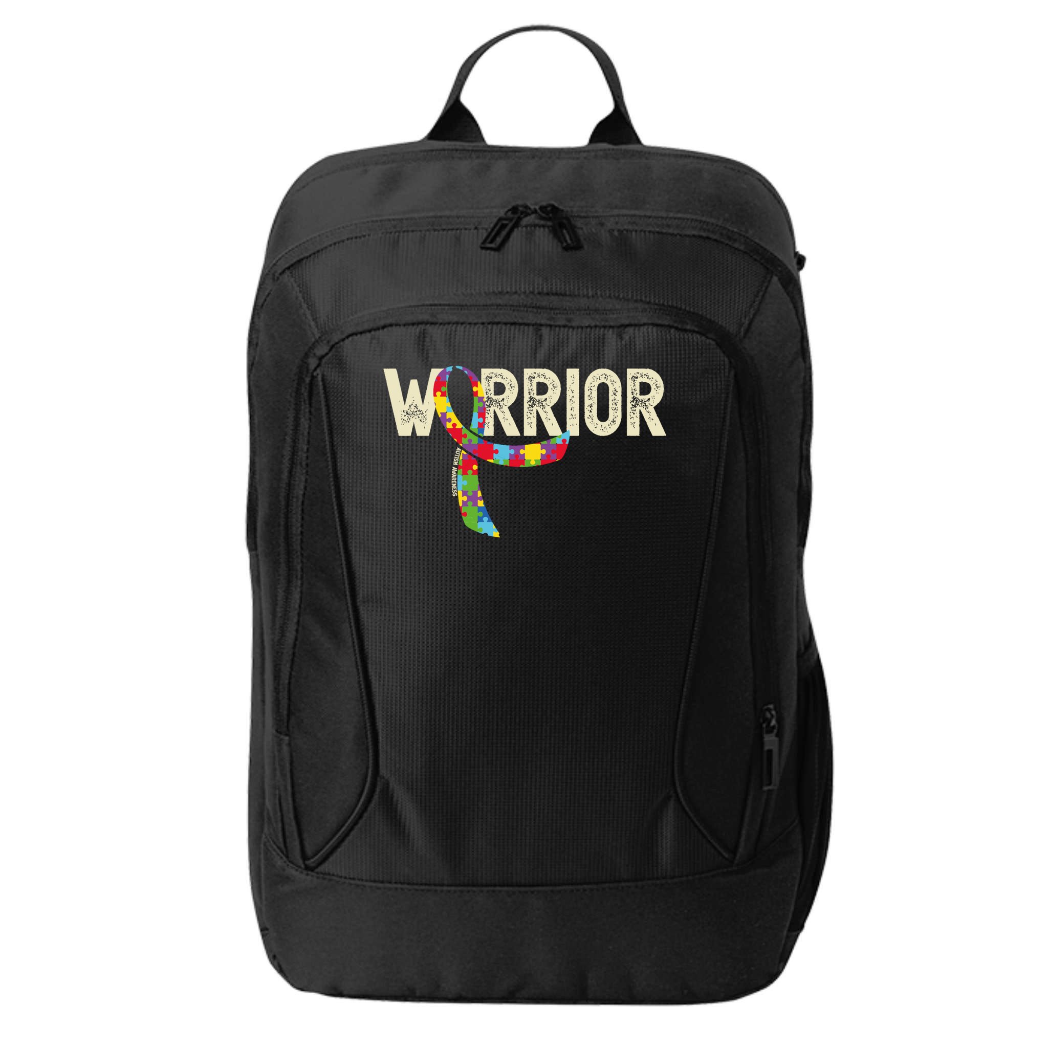 Warrior Autism Awareness Puzzle Ribbon Gift City Backpack