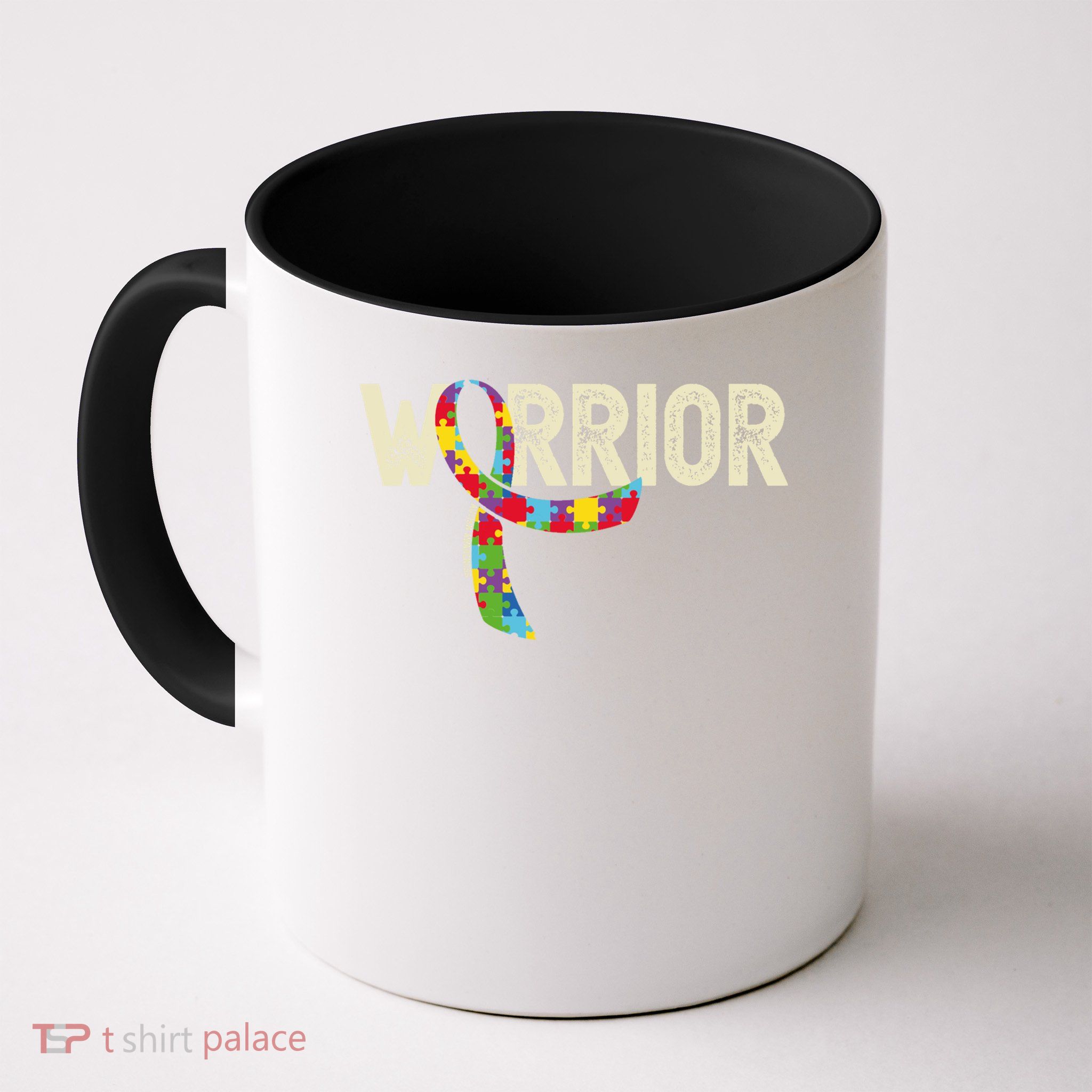 Warrior Autism Awareness Puzzle Ribbon Gift Mug