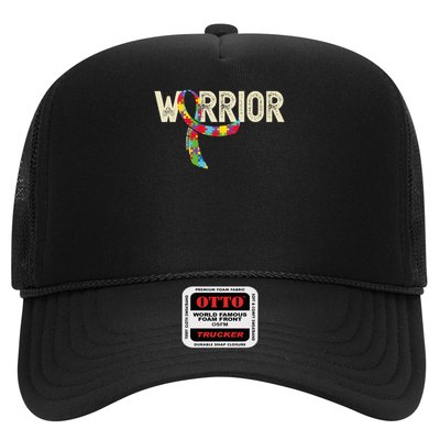 Warrior Autism Awareness Puzzle Ribbon Gift Trucker Hat