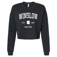 Winslow Arizona Az Vintage Athletic Sports Cropped Pullover Crew