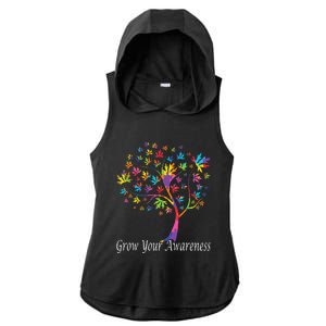 World Autism Awareness Day Grow Your Awareness Ladies PosiCharge Tri-Blend Wicking Draft Hoodie Tank