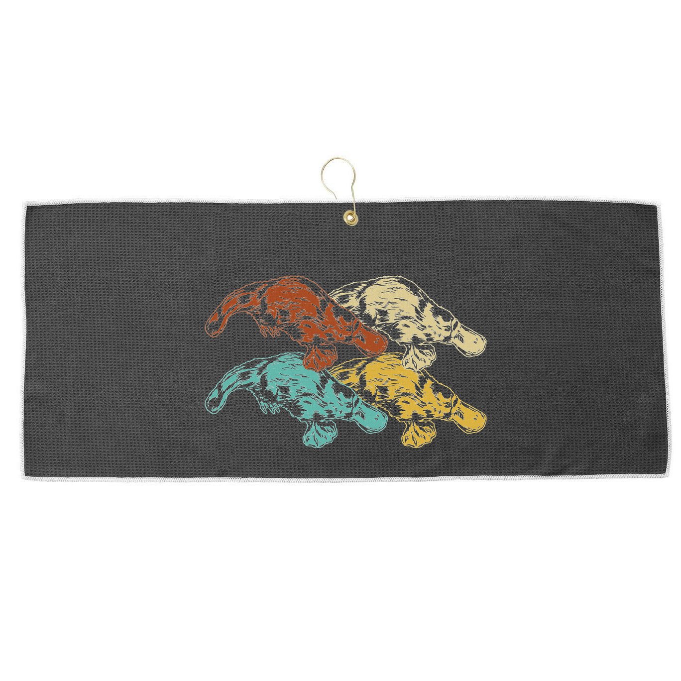 Wildlife Animal Australia Retro Platypus Large Microfiber Waffle Golf Towel