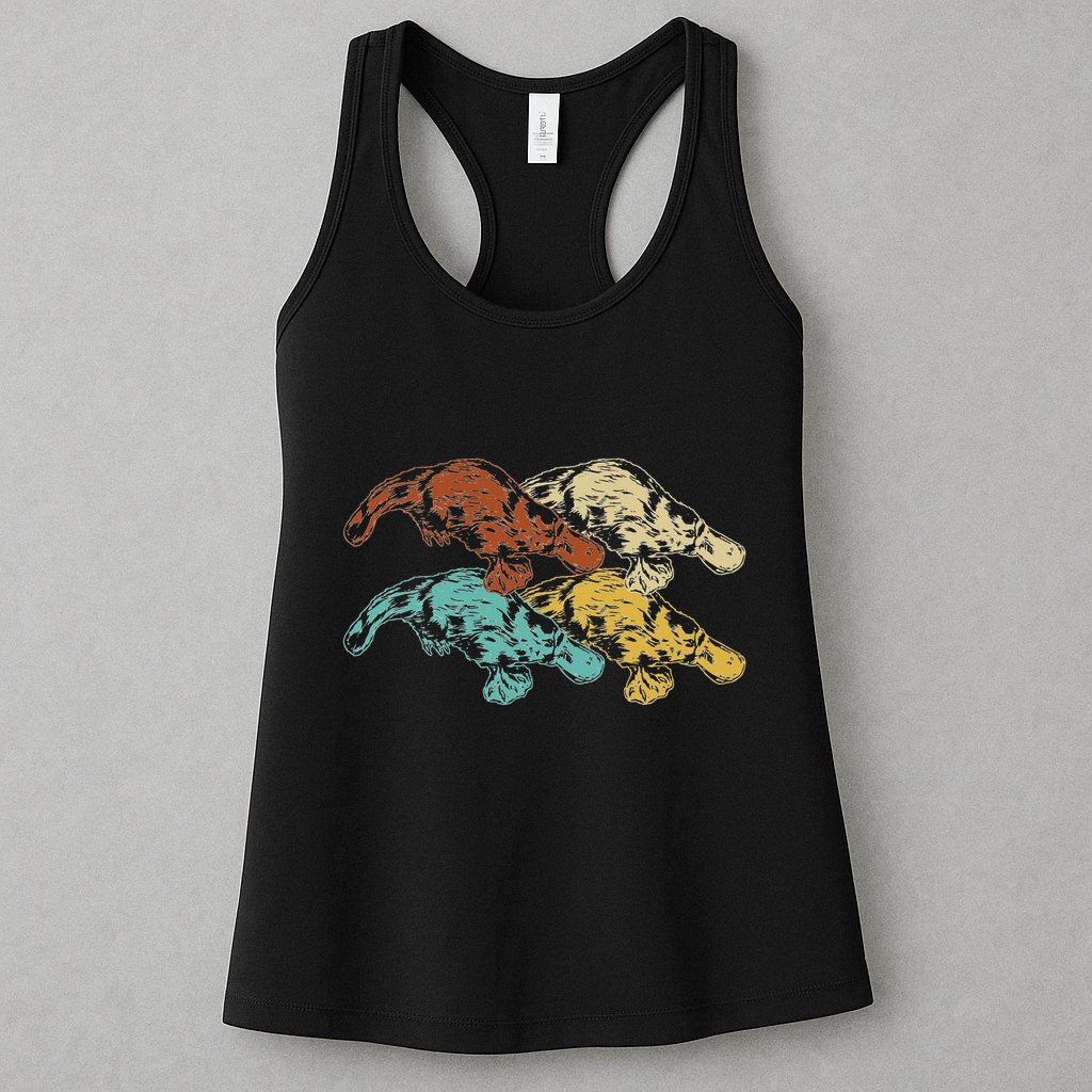 Wildlife Animal Australia Retro Platypus Womens Tank Top
