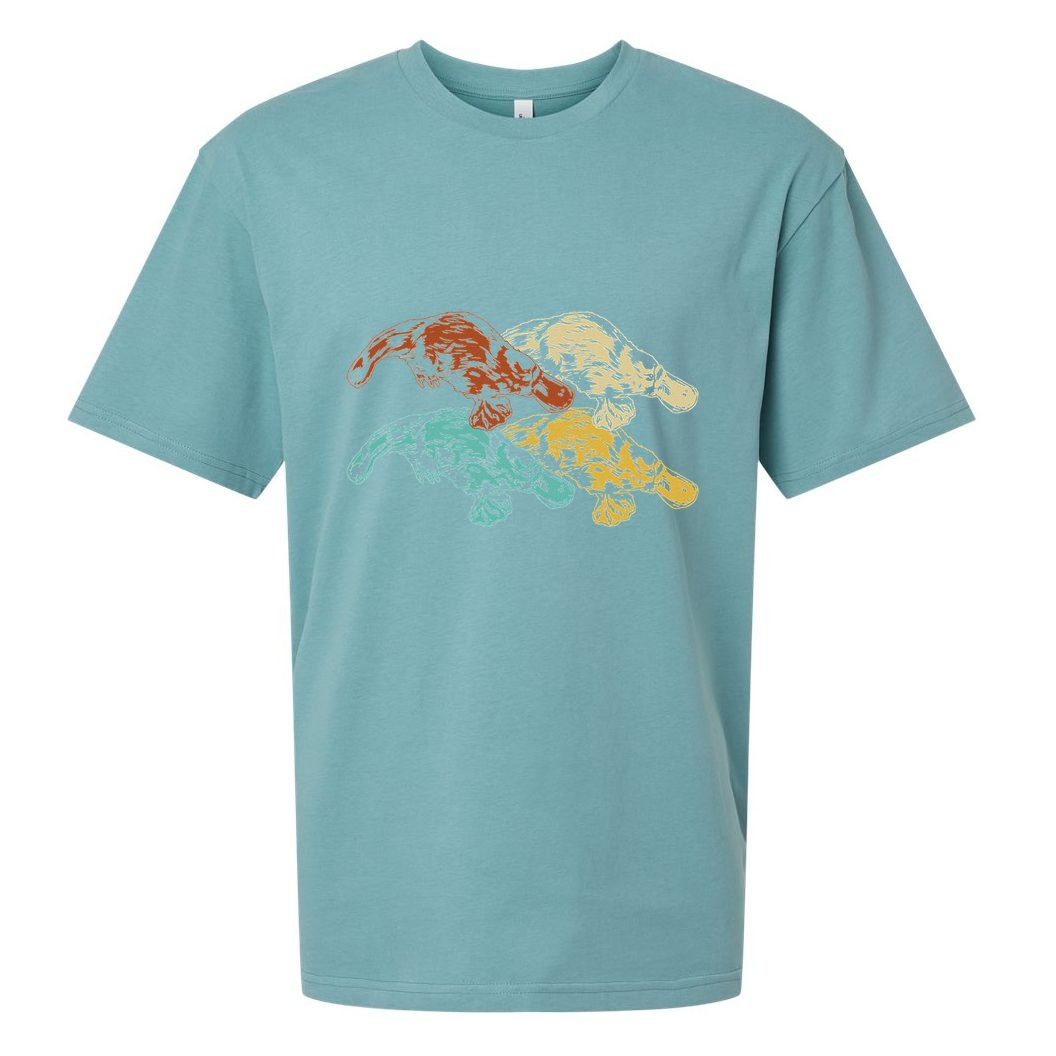 Wildlife Animal Australia Retro Platypus Sueded Cloud Jersey T-Shirt