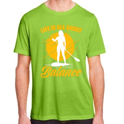 Womens All About Balance SUP Boarding Paddling Stand Up Paddle Adult ChromaSoft Performance T-Shirt