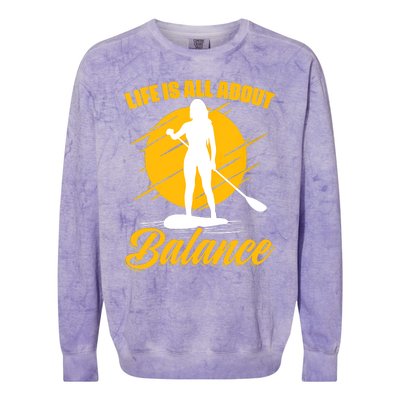 Womens All About Balance SUP Boarding Paddling Stand Up Paddle Colorblast Crewneck Sweatshirt