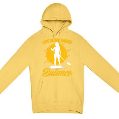 Womens All About Balance SUP Boarding Paddling Stand Up Paddle Premium Pullover Hoodie