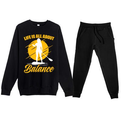 Womens All About Balance SUP Boarding Paddling Stand Up Paddle Premium Crewneck Sweatsuit Set