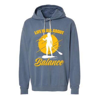 Womens All About Balance SUP Boarding Paddling Stand Up Paddle Garment-Dyed Fleece Hoodie