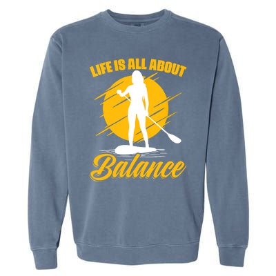 Womens All About Balance SUP Boarding Paddling Stand Up Paddle Garment-Dyed Sweatshirt