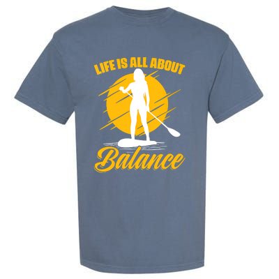 Womens All About Balance SUP Boarding Paddling Stand Up Paddle Garment-Dyed Heavyweight T-Shirt