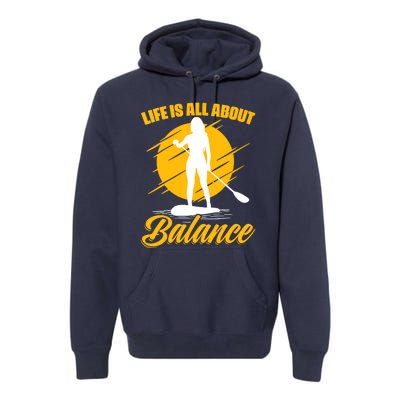 Womens All About Balance SUP Boarding Paddling Stand Up Paddle Premium Hoodie