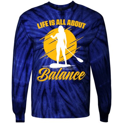 Womens All About Balance SUP Boarding Paddling Stand Up Paddle Tie-Dye Long Sleeve Shirt