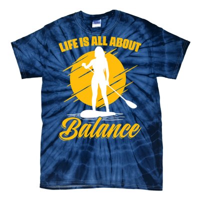 Womens All About Balance SUP Boarding Paddling Stand Up Paddle Tie-Dye T-Shirt