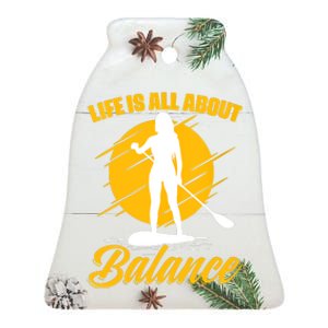 Womens All About Balance SUP Boarding Paddling Stand Up Paddle Ceramic Bell Ornament