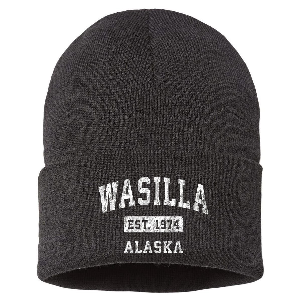 Wasilla Alaska Ak Vintage Established Sports Sustainable Knit Beanie