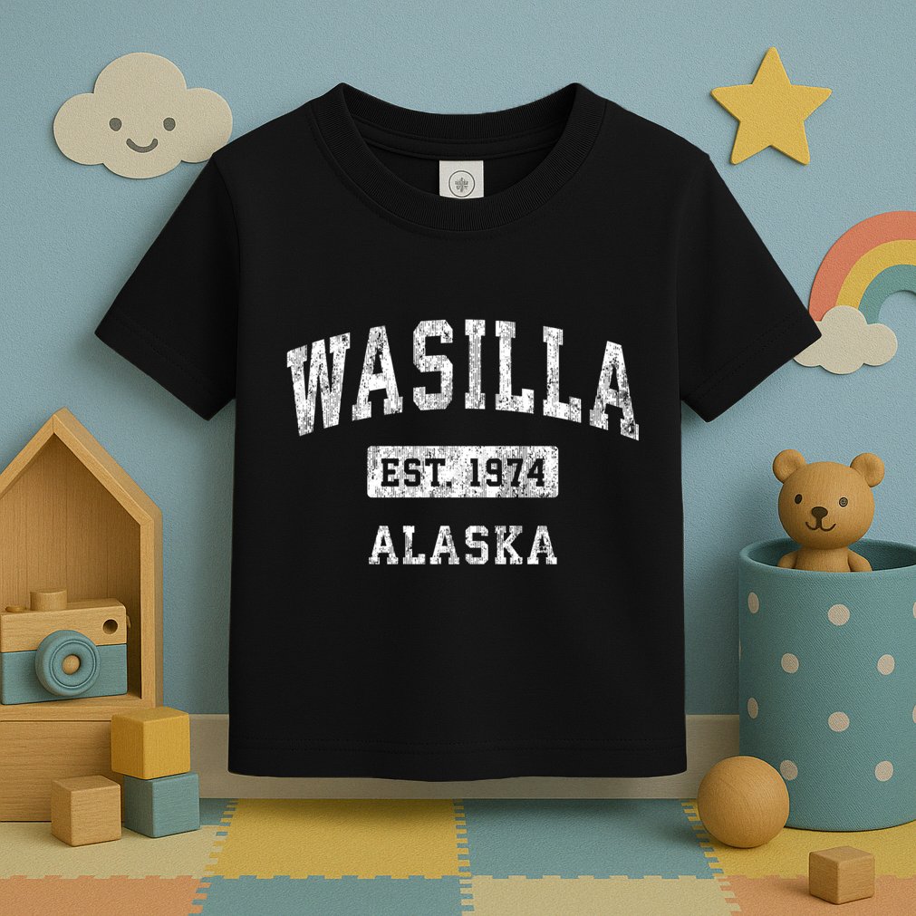 Wasilla Alaska Ak Vintage Established Sports Toddler T-Shirt