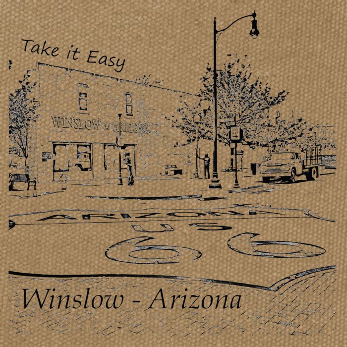 Winslow Arizona AZ US 66 Take It Easy Est. 1926 Mother Road Cotton Canvas Backpack