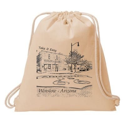 Winslow Arizona AZ US 66 Take It Easy Est. 1926 Mother Road Drawstring Bag