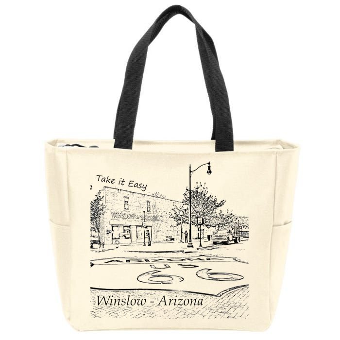 Winslow Arizona AZ US 66 Take It Easy Est. 1926 Mother Road Zip Tote Bag