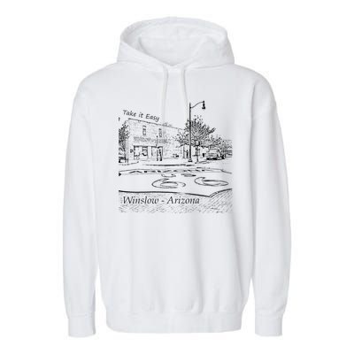 Winslow Arizona AZ US 66 Take It Easy Est. 1926 Mother Road Garment-Dyed Fleece Hoodie