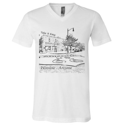Winslow Arizona AZ US 66 Take It Easy Est. 1926 Mother Road V-Neck T-Shirt