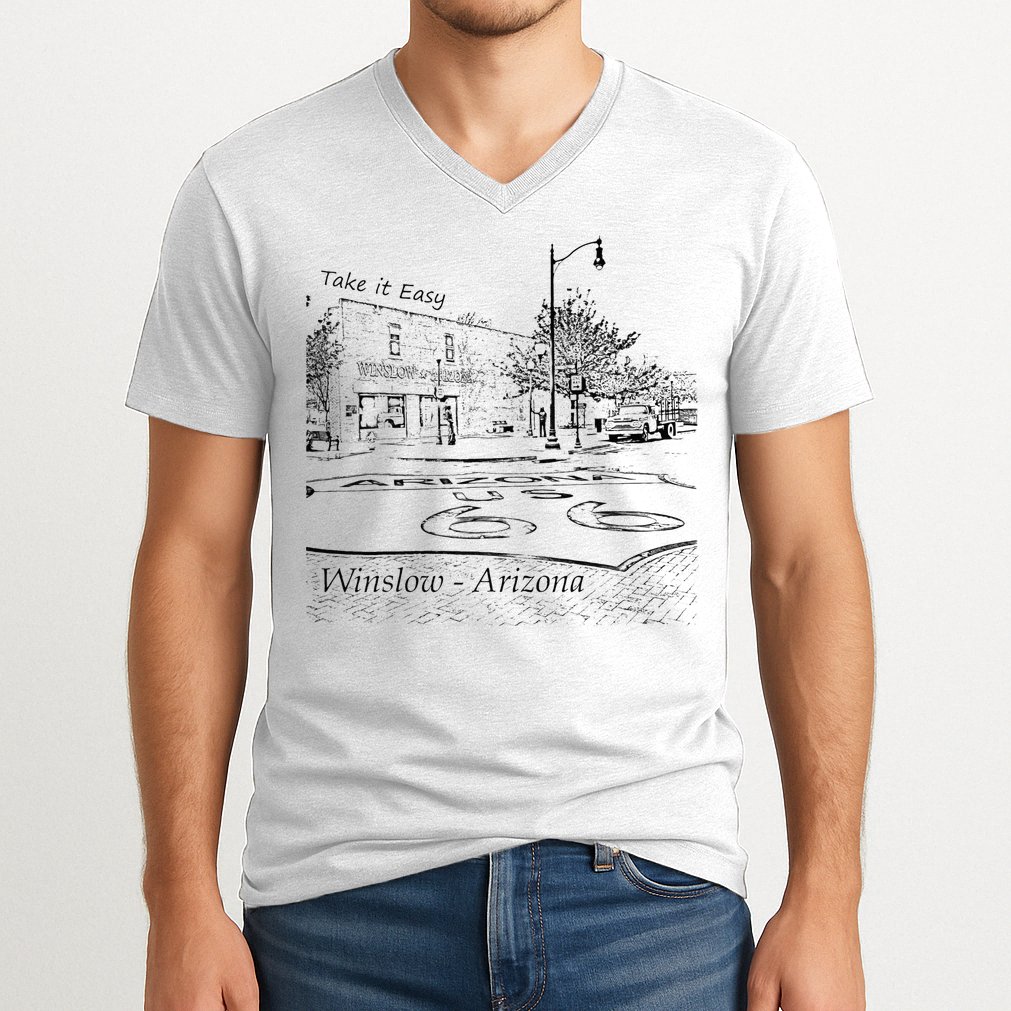 Winslow Arizona AZ US 66 Take It Easy Est. 1926 Mother Road V-Neck T-Shirt