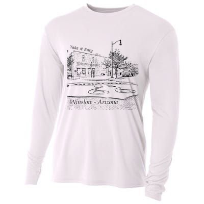 Winslow Arizona AZ US 66 Take It Easy Est. 1926 Mother Road Cooling Performance Long Sleeve Crew