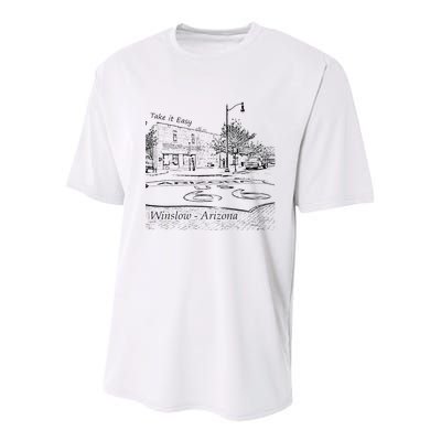 Winslow Arizona AZ US 66 Take It Easy Est. 1926 Mother Road Youth Performance Sprint T-Shirt