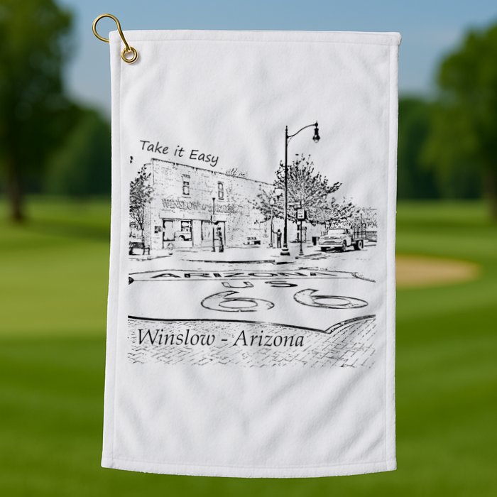 Winslow Arizona AZ US 66 Take It Easy Est. 1926 Mother Road Golf Towel