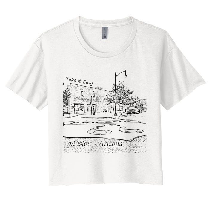 Winslow Arizona AZ US 66 Take It Easy Est. 1926 Mother Road Crop Top