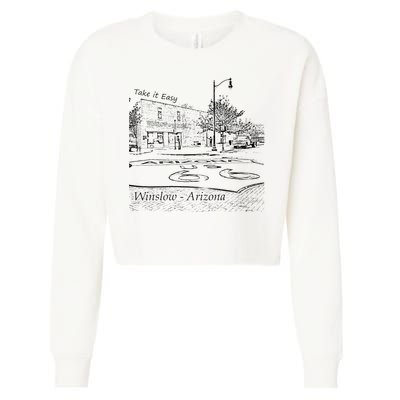 Winslow Arizona AZ US 66 Take It Easy Est. 1926 Mother Road Cropped Pullover Crew