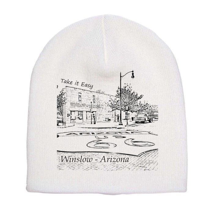 Winslow Arizona AZ US 66 Take It Easy Est. 1926 Mother Road Short Acrylic Beanie