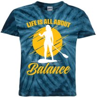 Wo All About Balance SUP Girl Boarding Paddling Stand Up Paddle V-Neck Kids Tie-Dye T-Shirt