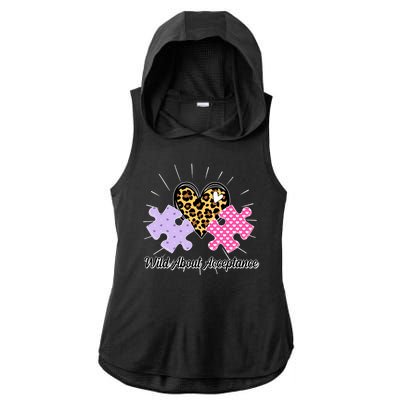 Wild About Acceptance Autism Awareness Puzzle Heart Ladies PosiCharge Tri-Blend Wicking Draft Hoodie Tank