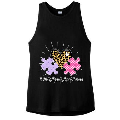 Wild About Acceptance Autism Awareness Puzzle Heart Ladies PosiCharge Tri-Blend Wicking Tank