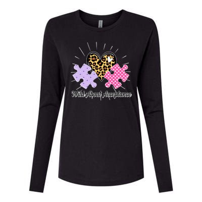 Wild About Acceptance Autism Awareness Puzzle Heart Womens Cotton Relaxed Long Sleeve T-Shirt